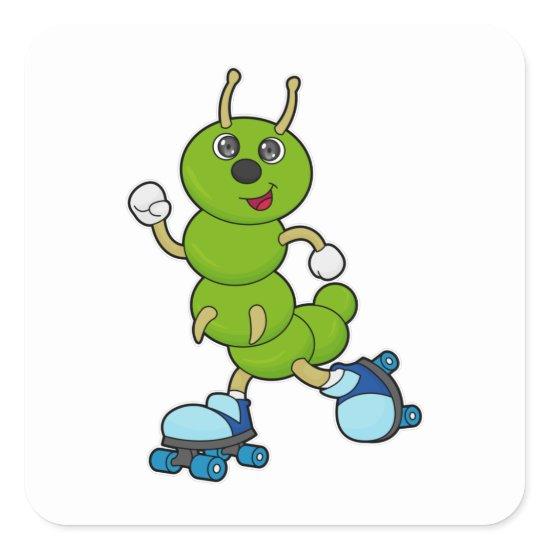 Caterpillar at Inline skating with Roller skates Square Sticker