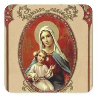 Catholic Blessed Virgin Mary Religious Square Sticker