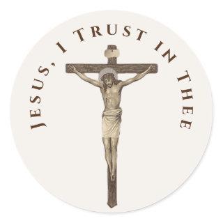 Catholic Jesus on Crucifix Divine Mercy Classic Round Sticker