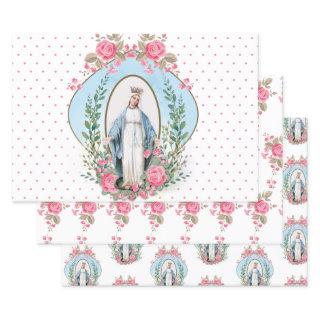 Catholic Virgin Mary Religious  Floral  Wrapping P  Sheets