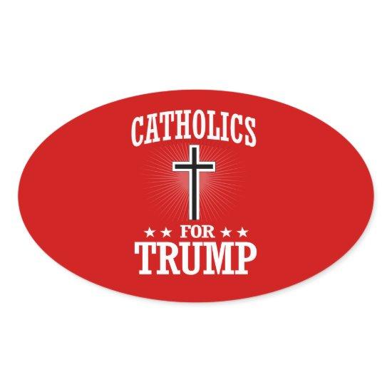 CATHOLICS FOR TRUMP OVAL STICKER