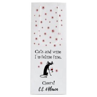 Cats and Wine Feline Fine Wine Pun Wine Gift Bag