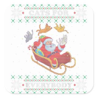 Cats for Everybody Cat Lover Gift Ugly Christmas S Square Sticker
