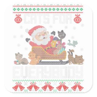 Cats For Everybody Christmas Cute Cat Lover Ugly S Square Sticker
