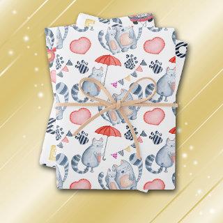 Cats in Love Pattern All Occasion  Sheets