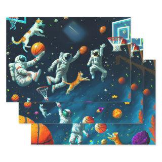 Cats Playing Basketball in Space with Astronauts  Sheets
