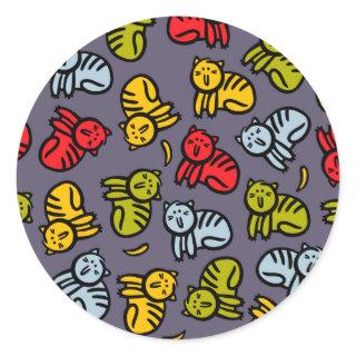 Cats plus bananas classic round sticker