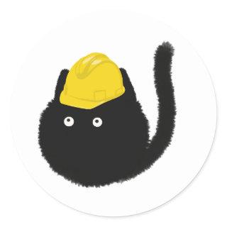 cats with hard hats classic round sticker