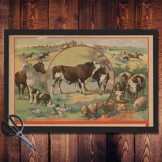 Cattle Farm Animals Race Track Ephemera Decoupage Tissue Paper