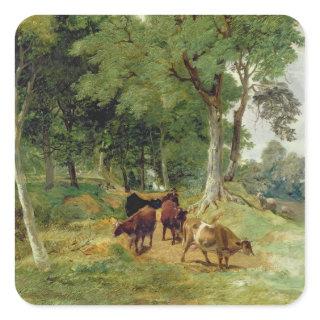 Cattle on a Devonshire Lane Square Sticker