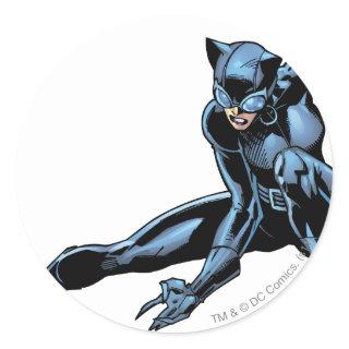 Catwoman crouches classic round sticker