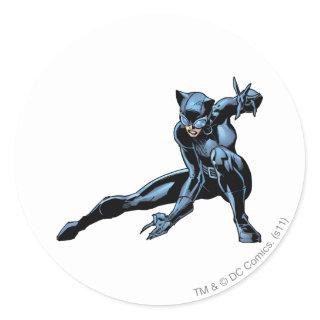 Catwoman crouches classic round sticker