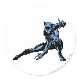 Catwoman crouches classic round sticker