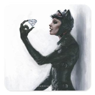 Catwoman Illustration Square Sticker