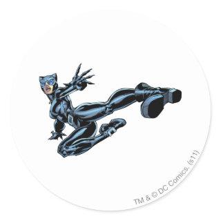 Catwoman kicks classic round sticker