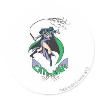 Catwoman & Logo Green Classic Round Sticker