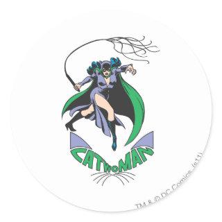 Catwoman & Logo Green Classic Round Sticker