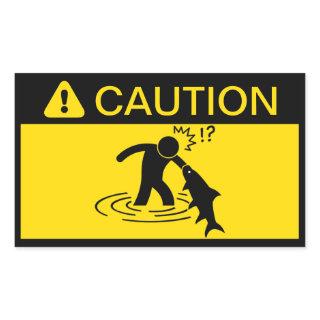 Caution: Attacking Fish Rectangular Sticker