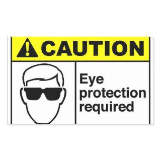 CAUTION Eye Protection Rectangular Sticker