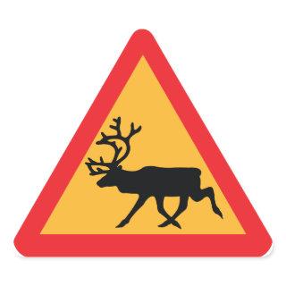 Caution Reindeer Swedish Traffic Sign Triangle Sticker