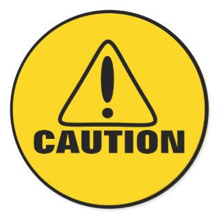 Caution Sign Classic Round Sticker