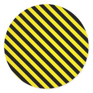 caution yellow black stripes under construction classic round sticker