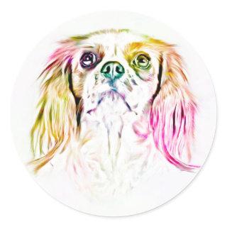 Cavalier King Charles Spaniel Dog Art Painting Classic Round Sticker