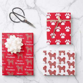 Cavapoo Cute Dog Silhouette Red Merry Woofmas  Sheets