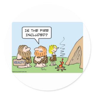 caveman realty fire included classic round sticker