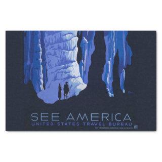 Caving Travel Cavern Vintage Travel Poster Tissue Paper
