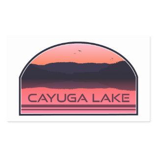 Cayuga Lake New York Red Sunrise Rectangular Sticker