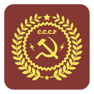 CCCP Hamer & Sickle Emblem Square Stickers
