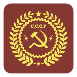 CCCP Hamer & Sickle Emblem Square Stickers