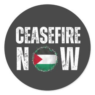 CEASEFIRE NOW CLASSIC ROUND STICKER