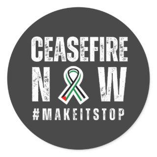 CEASEFIRE NOW CLASSIC ROUND STICKER