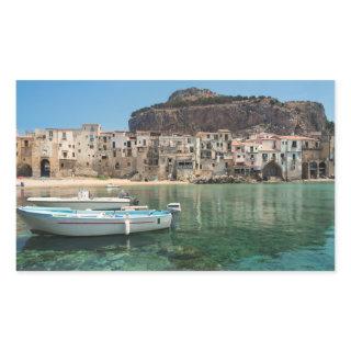 Cefalu town in Sicily Rectangular Sticker