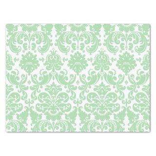 Celadon and White Elegant Damask Pattern Tissue Paper