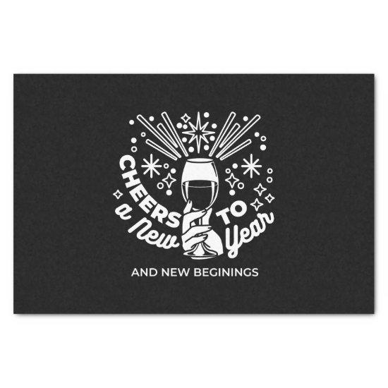 Celebrate New Beginnings Wine Glass Illustration 2 Tissue Paper