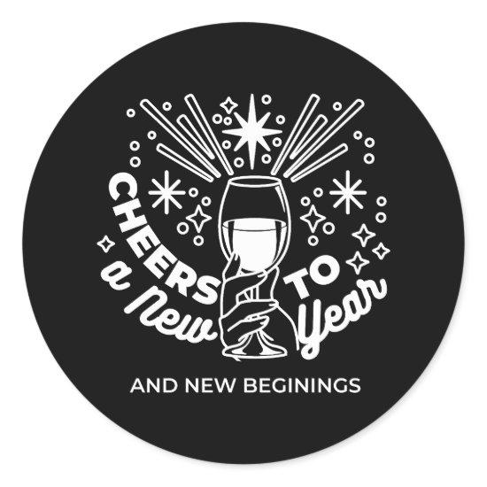 Celebrate New Beginnings Wine Glass Illustration Classic Round Sticker