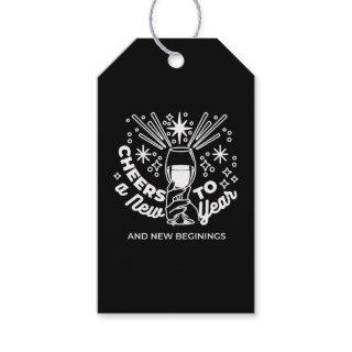 Celebrate New Beginnings Wine Glass Illustration Gift Tags