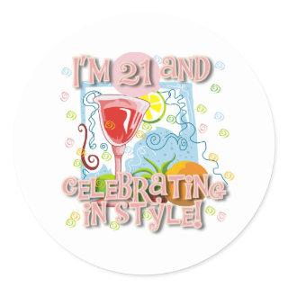 Celebrating 21 in Style Classic Round Sticker