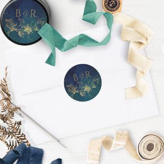 Celestial Blue, Green Wedding Envelope Seal/Favor Classic Round Sticker