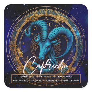 Celestial Capricorn Symbol Fantasy Ethereal Zodiac Square Sticker