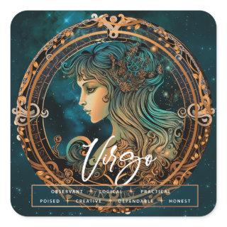 Celestial Galaxy Virgo Fantasy Ethereal Zodiac Square Sticker