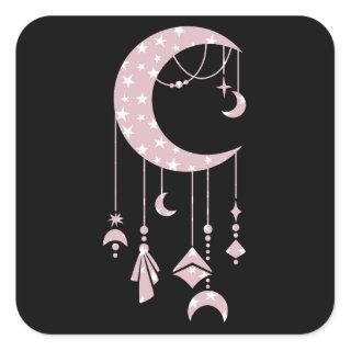 Celestial Moon and Crystals Sticker
