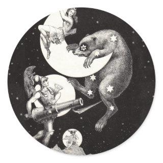 Celestial Moon Sky Universe God Night Illustration Classic Round Sticker
