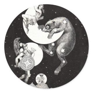 Celestial Moon Sky Universe God Night Illustration Classic Round Sticker