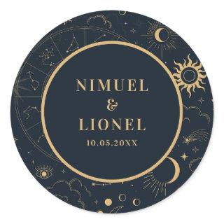 Celestial Mystical Elements Starsigns Envelope Classic Round Sticker