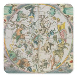 Celestial Planisphere Showing the Signs of the Zod Square Sticker