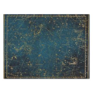 Celestial star map constellation blue gold galaxy  tissue paper